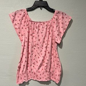 Place. Girls extra large size 14 . pink flowered shirt.
